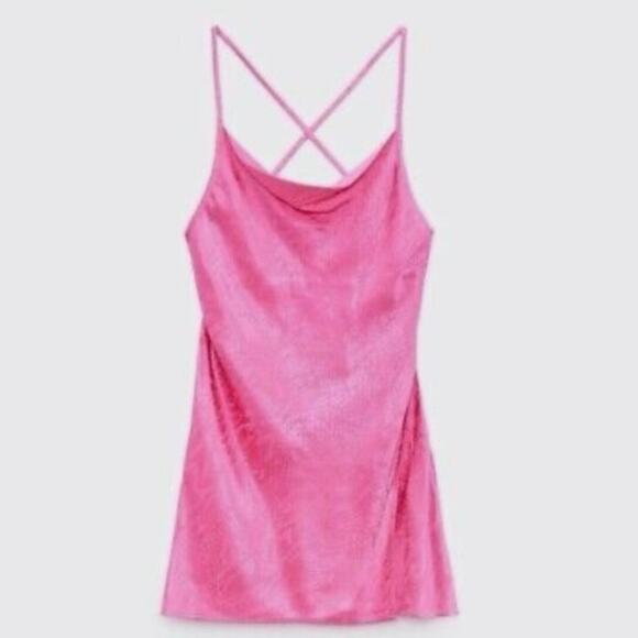 Zara dress Jacquard Animal Detail Slip Dress Size Medium - Picture 3 of 9